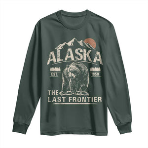 Bear Alaska The Last Frontier Long Sleeve Shirt Vintage Alaska Camping Hiking Mountain TS10 Dark Forest Green Print Your Wear