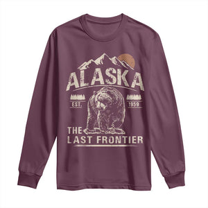Bear Alaska The Last Frontier Long Sleeve Shirt Vintage Alaska Camping Hiking Mountain TS10 Maroon Print Your Wear