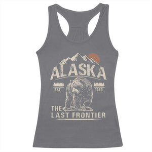 Bear Alaska The Last Frontier Racerback Tank Top Vintage Alaska Camping Hiking Mountain TS10 Charcoal Print Your Wear
