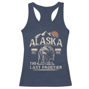 Bear Alaska The Last Frontier Racerback Tank Top Vintage Alaska Camping Hiking Mountain TS10 Navy Print Your Wear