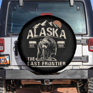 Bear Alaska The Last Frontier Spare Tire Cover Vintage Alaska Camping Hiking Mountain TS10 No hole Black Print Your Wear