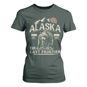Bear Alaska The Last Frontier T Shirt For Women Vintage Alaska Camping Hiking Mountain TS10 Dark Forest Green Print Your Wear