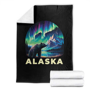 Bear Alaska Throw Blanket Alaskan Night Sky Northern Lights Aurora TS10 Black Print Your Wear