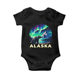 Bear Alaska Baby Onesie Alaskan Night Sky Northern Lights Aurora TS10 Black Print Your Wear