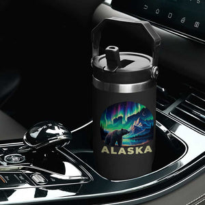 Bear Alaska Flip Straw Tumbler Alaskan Night Sky Northern Lights Aurora TS10 Print Your Wear