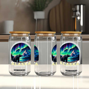 Bear Alaska Glass Can Alaskan Night Sky Northern Lights Aurora TS10 Print Your Wear