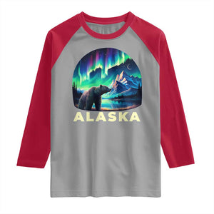 Bear Alaska Raglan Shirt Alaskan Night Sky Northern Lights Aurora TS10 Sport Gray Red Print Your Wear