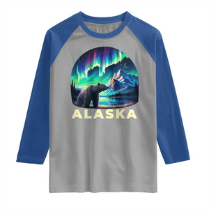 Bear Alaska Raglan Shirt Alaskan Night Sky Northern Lights Aurora TS10 Sport Gray Royal Print Your Wear