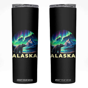 Bear Alaska Skinny Tumbler Alaskan Night Sky Northern Lights Aurora TS10 Black Print Your Wear