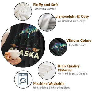 Alaska Throw Blanket Alaskan Night Sky Northern Lights Aurora Bear TS10 Print Your Wear