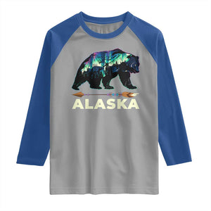 Alaska Raglan Shirt Alaskan Night Sky Northern Lights Aurora Bear TS10 Sport Gray Royal Print Your Wear