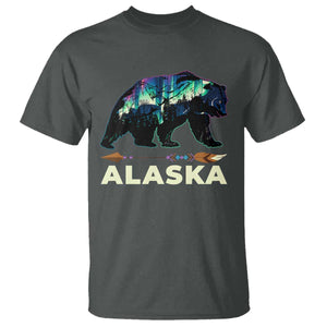 Alaska T Shirt Alaskan Night Sky Northern Lights Aurora Bear TS10 Dark Heather Print Your Wear