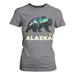 Alaska T Shirt For Women Alaskan Night Sky Northern Lights Aurora Bear TS10 Charcoal Print Your Wear