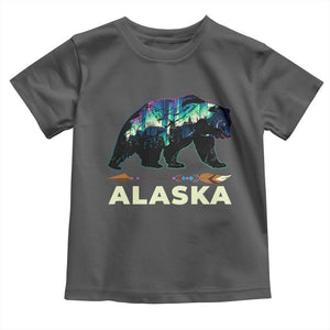 Alaska Toddler T Shirt Alaskan Night Sky Northern Lights Aurora Bear TS10 Dark Heather Print Your Wear