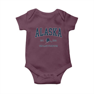 Alaska Baby Onesie Vintage Sports Design The Last Frontier Souvenirs TS10 Maroon Print Your Wear