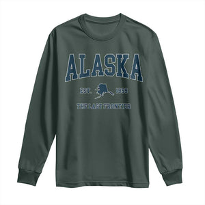 Alaska Long Sleeve Shirt Vintage Sports Design The Last Frontier Souvenirs TS10 Dark Forest Green Print Your Wear