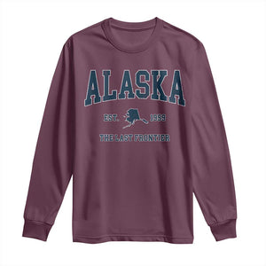 Alaska Long Sleeve Shirt Vintage Sports Design The Last Frontier Souvenirs TS10 Maroon Print Your Wear