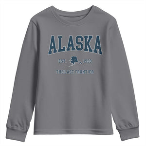 Alaska Youth Sweatshirt Vintage Sports Design The Last Frontier Souvenirs TS10 Charcoal Print Your Wear