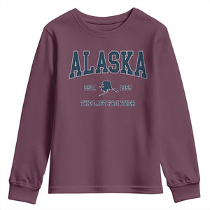 Alaska Youth Sweatshirt Vintage Sports Design The Last Frontier Souvenirs TS10 Maroon Print Your Wear