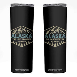 Vintage Alaska The Last Frontier Skinny Tumbler Retro Alaskan Bear Mountain Souvenir TS10 Black Print Your Wear