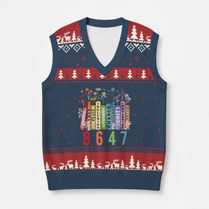 Retro 8647 V-Neck Knit Sweater Vest Equal Rights Book Flower Feminist Women Rights TS10 Navy Red Print Your Wear