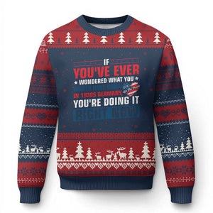 Anti Fascist Ugly Christmas Sweater Political Activism Human Rights TS10 Navy Red Print Your Wear
