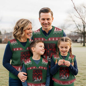 Retro 8647 V-Neck Knit Sweater Vest Vintage USA American Flag Skull TS10 Red Green Print Your Wear