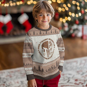 When Tyranny Becomes Law Rebellion Becomes Duty Ugly Christmas Sweater We The People 1776 US Flag TS10 Mocha Mousse Print Your Wear
