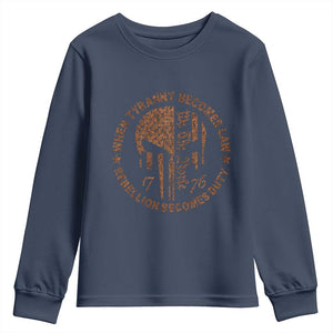 When Tyranny Becomes Law Rebellion Becomes Duty Youth Sweatshirt We The People 1776 US Flag TS10 Navy Print Your Wear