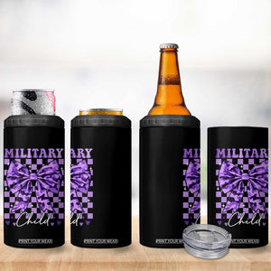 Military Child Coquette Bow 4 in 1 Can Cooler Tumbler Purple Up Camo TS10 Print Your Wear