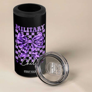 Military Child Coquette Bow 4 in 1 Can Cooler Tumbler Purple Up Camo TS10 Print Your Wear
