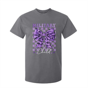 Military Child Coquette Bow T Shirt For Kid Purple Up Camo TS10 Charcoal Print Your Wear