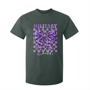 Military Child Coquette Bow T Shirt For Kid Purple Up Camo TS10 Dark Forest Green Print Your Wear