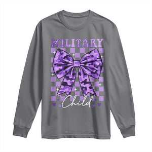 Military Child Coquette Bow Long Sleeve Shirt Purple Up Camo TS10 Charcoal Print Your Wear
