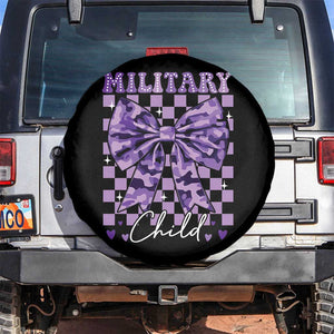 Military Child Coquette Bow Spare Tire Cover Purple Up Camo TS10 No hole Black Print Your Wear
