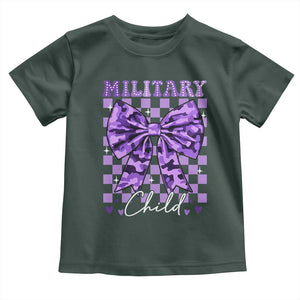 Military Child Coquette Bow Toddler T Shirt Purple Up Camo TS10 Dark Forest Green Print Your Wear