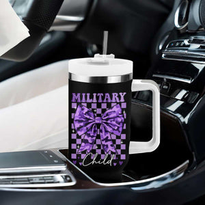 Military Child Coquette Bow Tumbler With Handle Purple Up Camo TS10 Print Your Wear