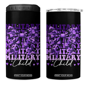 Military Child Coquette Bow 4 in 1 Can Cooler Tumbler Purple Up Camo Kids Girls TS10 One Size: 16 oz Black Print Your Wear