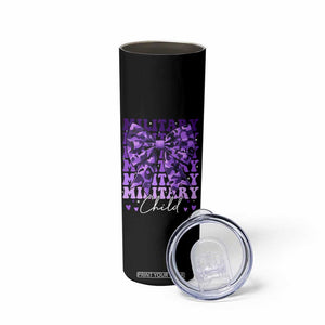 Military Child Coquette Bow Skinny Tumbler Purple Up Camo Kids Girls TS10 Print Your Wear