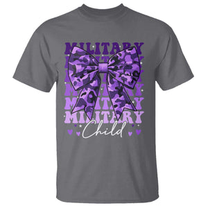 Military Child Coquette Bow T Shirt Purple Up Camo Kids Girls TS10 Charcoal Print Your Wear