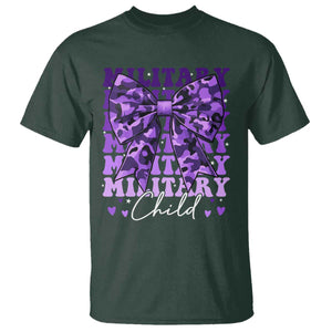 Military Child Coquette Bow T Shirt Purple Up Camo Kids Girls TS10 Dark Forest Green Print Your Wear
