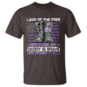 Purple Up For Military Kids T Shirt Military Child Month My Daddy Is Brave TS10 Dark Chocolate Print Your Wear
