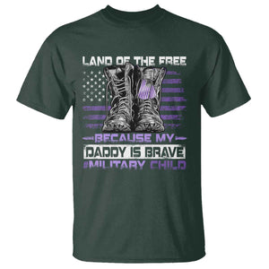 Purple Up For Military Kids T Shirt Military Child Month My Daddy Is Brave TS10 Dark Forest Green Print Your Wear