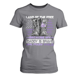Purple Up For Military Kids T Shirt For Women Military Child Month My Daddy Is Brave TS10 Charcoal Print Your Wear