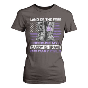 Purple Up For Military Kids T Shirt For Women Military Child Month My Daddy Is Brave TS10 Dark Chocolate Print Your Wear