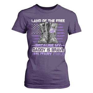 Purple Up For Military Kids T Shirt For Women Military Child Month My Daddy Is Brave TS10 Purple Print Your Wear