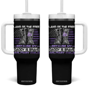 Purple Up For Military Kids Tumbler With Handle Military Child Month My Daddy Is Brave TS10 One Size: 40 oz Black Print Your Wear
