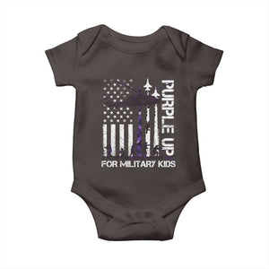 Purple Up For Military Kids Baby Onesie Camo American Flag Military Child Month USA Camouflage TS10 Dark Chocolate Print Your Wear