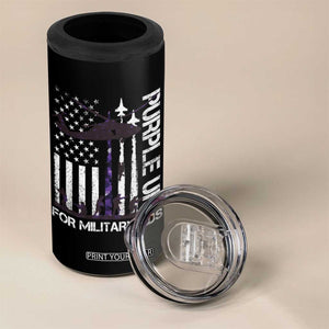 Purple Up For Military Kids 4 in 1 Can Cooler Tumbler Camo American Flag Military Child Month USA Camouflage TS10 Print Your Wear