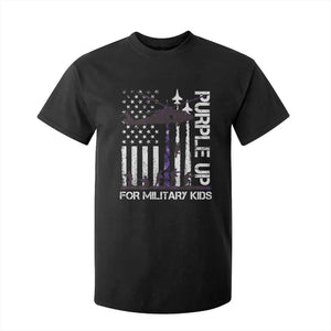 Purple Up For Military Kids T Shirt For Kid Camo American Flag Military Child Month USA Camouflage TS10 Black Print Your Wear